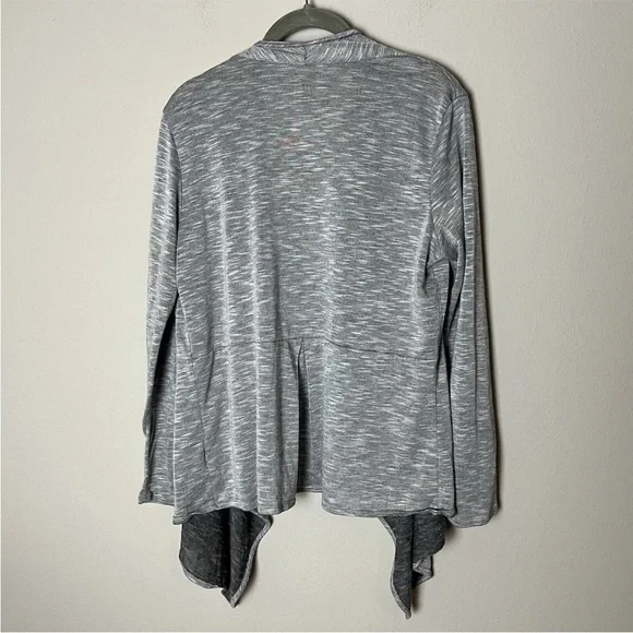 Van Heusen Open Waterfall Cardigan Top Size Large Gray Long Sleeves Casual Work - Picture 4 of 5
